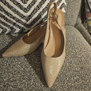 Shimmering Gold Slingback Heels